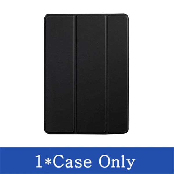 Case för iPad 2 3 4 5 6 7 8 9 9.7 10.2 5:e 6:e 7:e 8:e 9:e generationens Trifold Stand Magnetic Smart Cover + Härdat glas Pure Black iPad 8th 2020