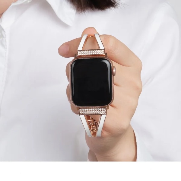 Metallrem för Apple Watch Ultra 49mm 8 7 6 5 4 SE 3 2 45mm 41mm 44mm 42mm 40mm för fiskbensarmband i rostfritt stål Rose gold 42mm 44mm 45mm 49mm