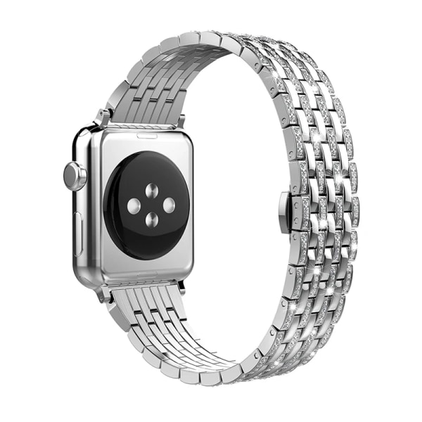 Lyxigt rostfritt stål diamantmetallband för Apple Watch 42mm 40mm 44mm 41mm 45mm 49mm för iwatch series 8 7 6 5 4 3 2 SE-rem Rose gold iWatch Ultra 49mm