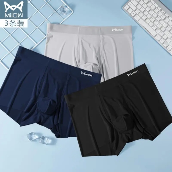 3st 120S Ice Silk Seamless Underkläder Män Tunna Sommar Boxer No Trace Sexiga Herrtrosor Grafen Boxershorts Kalsonger 6 L