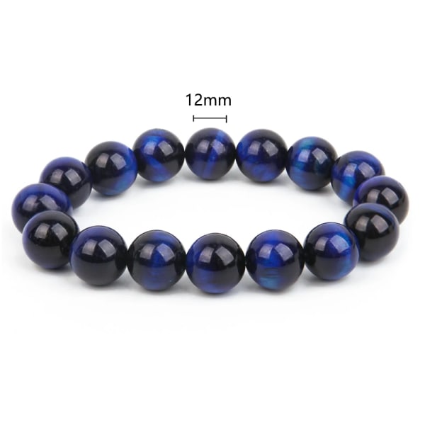 6/8/10/12 mm Natursten Tiger Eye Crystal Beads Armband för män Kvinnor Älskare Par Armband Buddha Charm Armband Healthy 12mm Blue