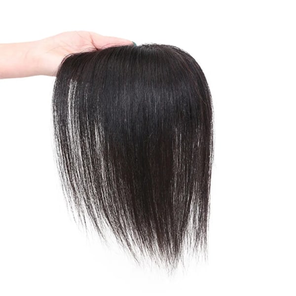 Riktigt hårförlängning Kvinnor Riktigt människohår Klämma i hårstycke Kvinnors peruk Lättviktsventilerande hårstängning Hår Kvinnor black 20cm