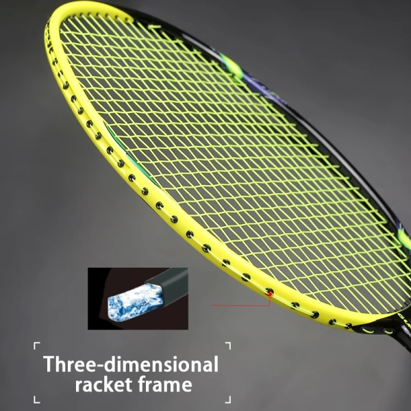 F7 helkolfibersträngad badmintonracket Ultralätt 4U 82g professionell offensiv typ racket med påsar Speed ​​Padal Orange