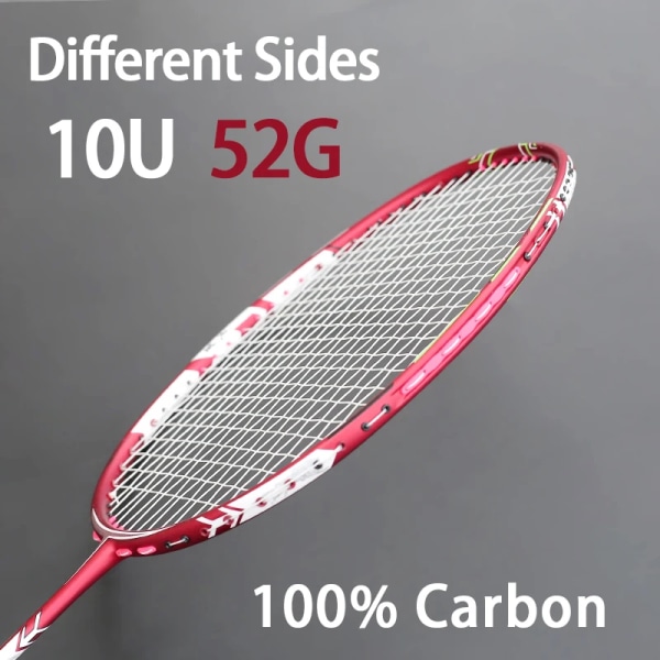 Full Carbon Fiber Lättaste 10U 52g Badmintonracket Strung Max Tension 30LBS Professionell racket med påsar Stringsracket White Srings