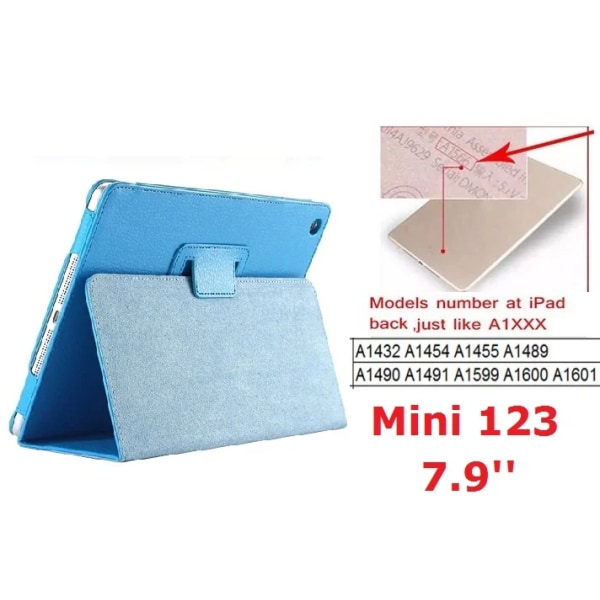 7,9'' Folio Stand Coque för iPad mini 2 mini 3 case Magnetic Smart Flip PU Läder A1432 A1455 A1490 för iPad mini 123 cover Blue