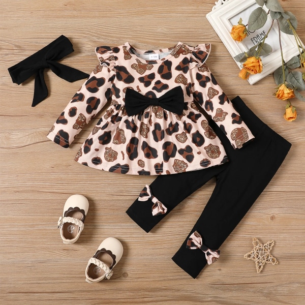 3st Baby Girl Leopard Volanger Set Apricot 3-6Months