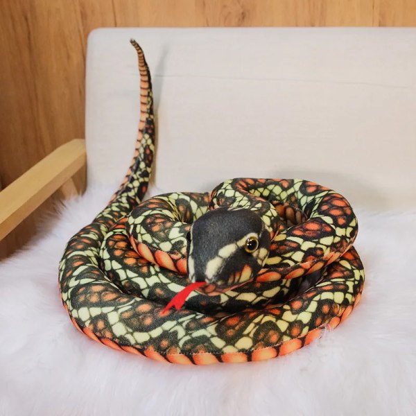 110-300CM Simulerad Python Snake Plyschleksak Giant Boa Cobra Lång stoppad Snake Plyschkudde Barn Pojkar Present Heminredning 110cm brown