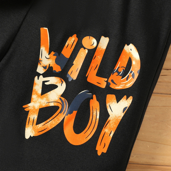 2st Kid Boy Tie Dye Letter Print Linne & Shorts Set Orange 11-12Years