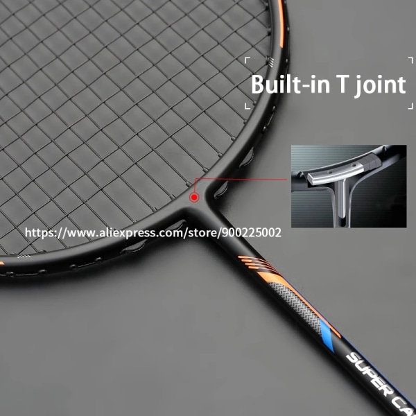 Badmintonracket 100% helkolfibersträngad 10U Spänning 22-35LBS 13kg Träningsracket Speed ​​Sports Med Väskor För Vuxna Black