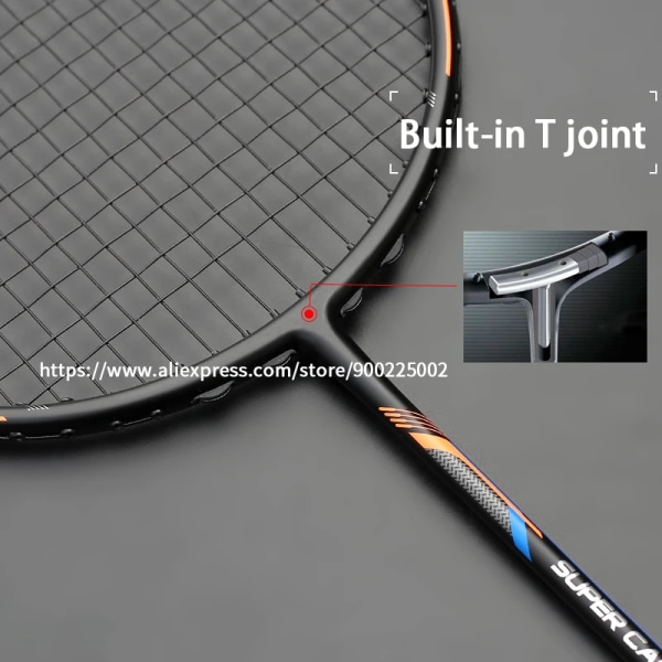 Badmintonracket 100% helkolfibersträngad 10U Spänning 22-35LBS 13kg Träningsracket Speed ​​Sports Med Väskor För Vuxna Lila