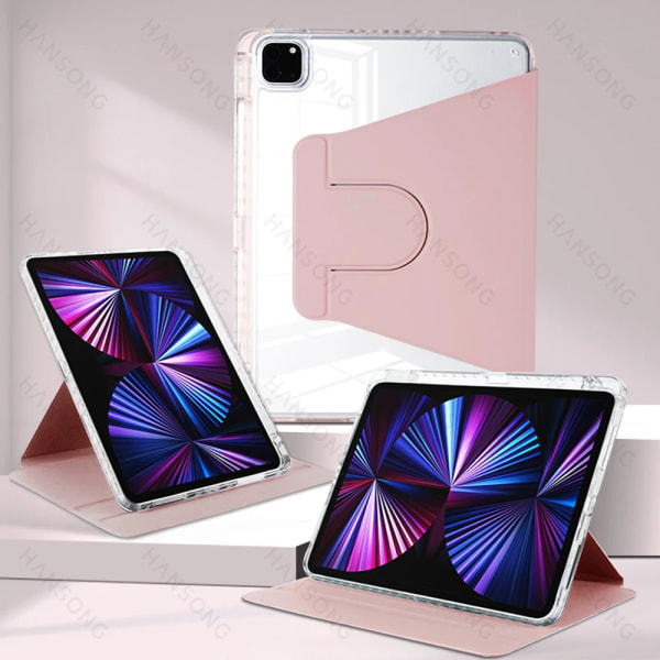 För iPad Case för iPad Pro 12.9 4/5/6th Pro 11 360° Rotation Cover för iPad 10th 10.9 Air 4/5 10.2 7/8/9th 10.5 9.7 mini 6 Case Pink Pro 12.9 4th 5th 6th