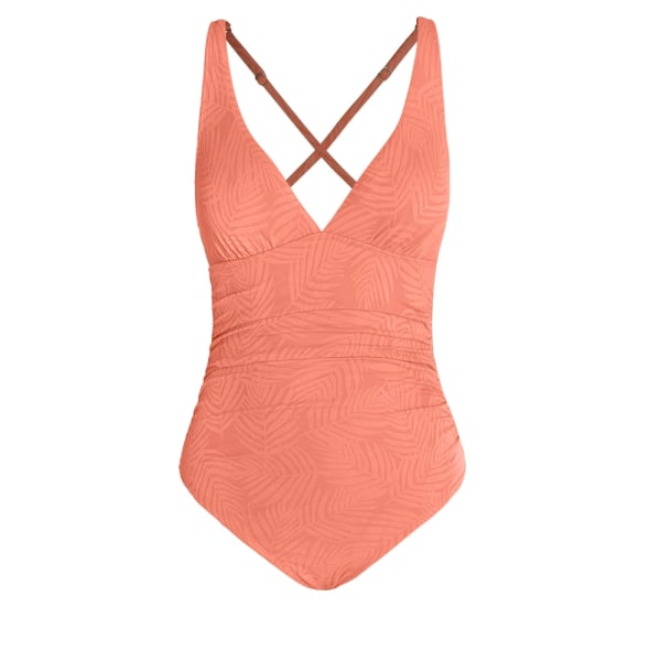 Textur V-ringad baddräkt i ett stycke för kvinnor Orange Sexig Shirring Monokini Badkläder 2023 Ny baddräkt Strandkläder DAA12E3A003JJ XL