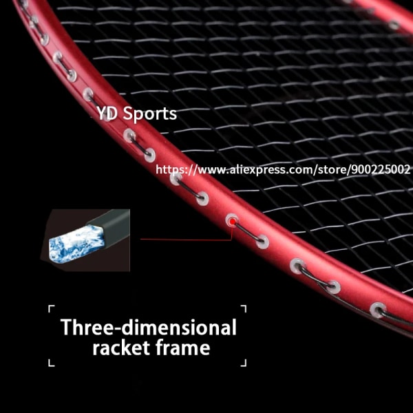 Professonal Carbon Fiber Training Badmintonracket Utralight 6U 72G Strung Racket Med Väskor G4 22-28LBS Speed ​​Sports Vuxna Black