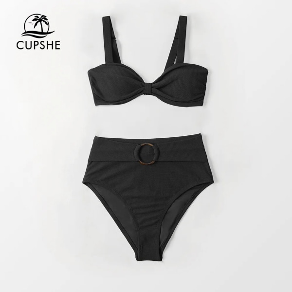 Knuten High Waist Bikini Set Baddräkt För Kvinnor Sexig Ryggkrok Tvådelade Badkläder 2023 Ny Strandbaddräkt DAA12C2F003AA S