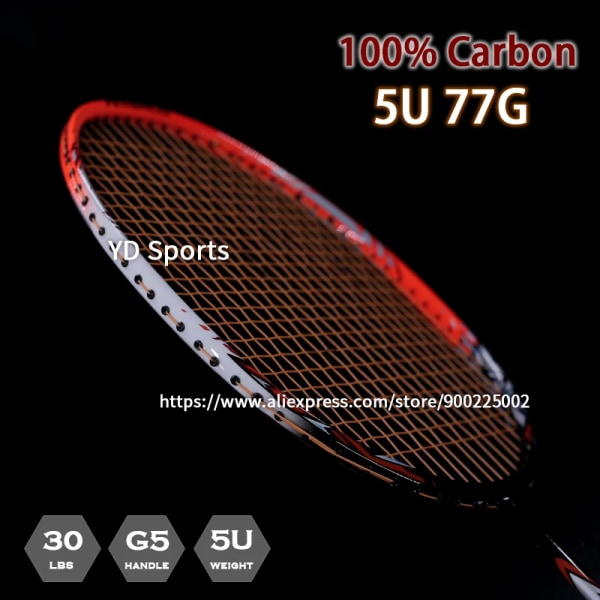 5U 75G 100 % T700 kolfiberbadmintonracket Ultralätt strängad proffsracket med väskor 22-30LBS G4 Speed ​​Sports Vuxna Blue