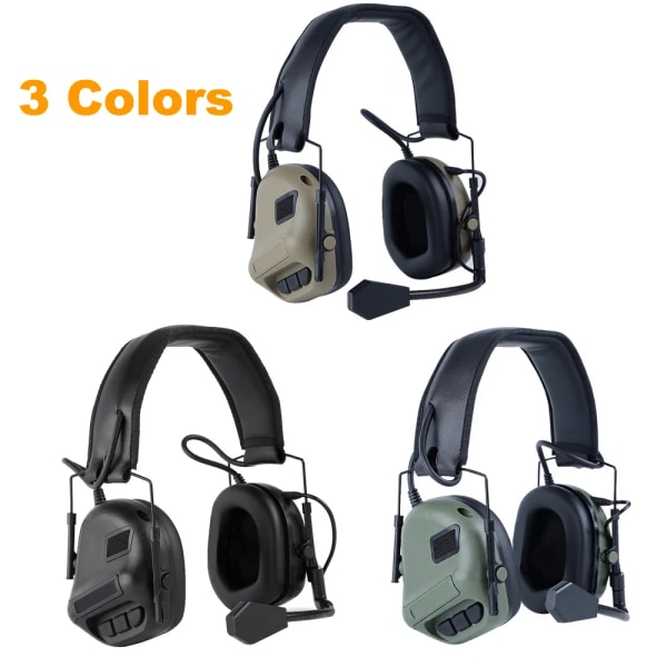 Jakttaktiska hörlurar Militär Standard Skytte Hörselkåpa passform PTT Walkie Talkie radio använda Airsoft Tactical Headset Black