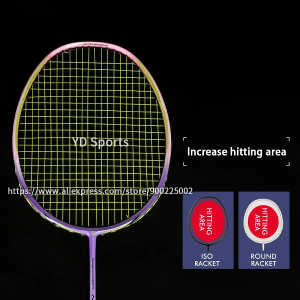 Högkvalitativ ultralätt 8U kolfiber badmintonracket Strung Offensiv Typ 22-30 LBS racket med strängar Väskor Sport Padel Pink