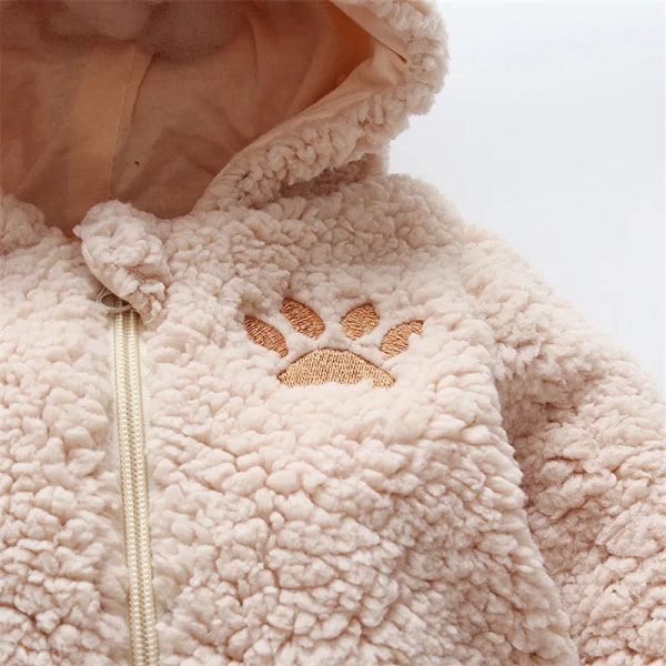 Ny höst- och vintertrendig björndesign Långärmad jumpsuit för baby och flickor baby Brown 0-3 Months
