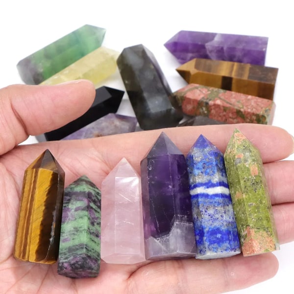 Point Tower Wand Naturstenar Ametist Kristall Polerad Reiki Healing Energi Malm Mineral Feng Shui Hantverk Heminredning Partihandel Ruby Zoisite 10pc