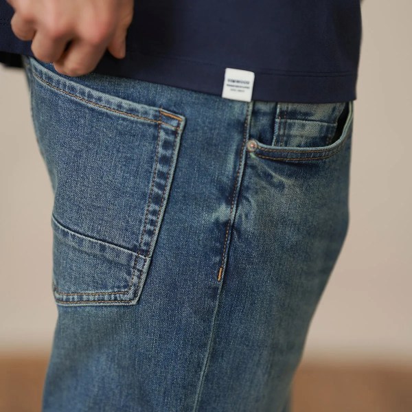 2023 våren nya slim fit jeans män Casual små elastiska jeansbyxor Plus size märkeskläder Vintage Blue 36