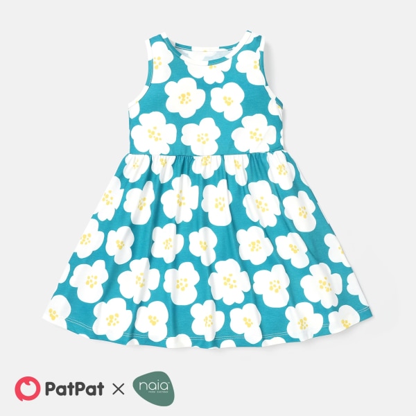 Toddler/Kid Girl Heart Print/Polka dots ärmlös klänning Green Kids3-4Years