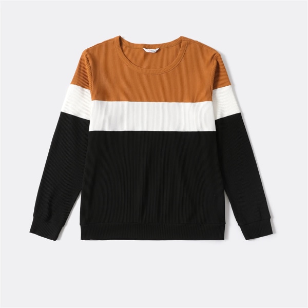 Färgblock Familjematchande långärmade tröjor med crewneck Color block Baby 6-9M