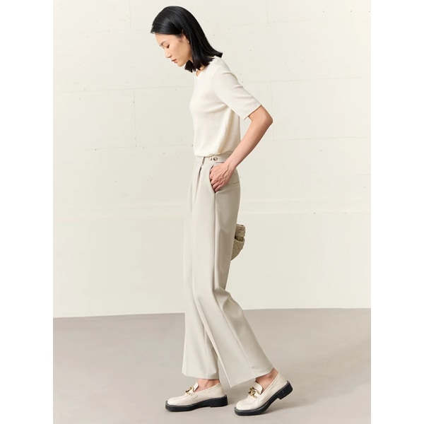 Minimalism Raka Dambyxor Kontor Dam 2023 Sommar Ny Casual Solid Svart Mångsidig Kvinnlig Kläder Vestido 72341022 apricot S