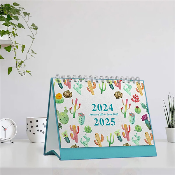 Small Desk Calendar 2024-2025 Månatlig skrivbordskalender (januari 2024-juni 2025) Stående flip 