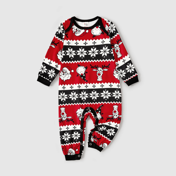 Jultomte och renar Allover Print Familj Matchande Pyjamas Set (flammsäker) Black MenL