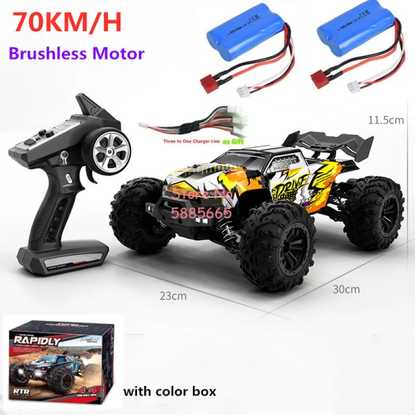 Professionell mästerskap 4WD Racing Elektrisk RC-bil modell 1:16 70 km 150M borstlös Highlight Light Metal differential RC-lastbil Orange Color Box 2B