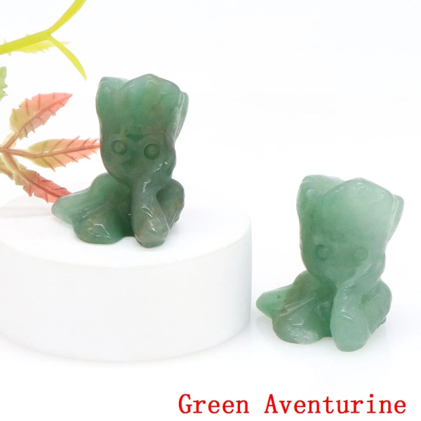 1,2" Träd Man Sten Cartoon Tecknad Staty Natural Gem Kristall Reiki Healing Figurine Hantverk Heminredning Barnpresent Partihandel Green Aventurine 10pcs