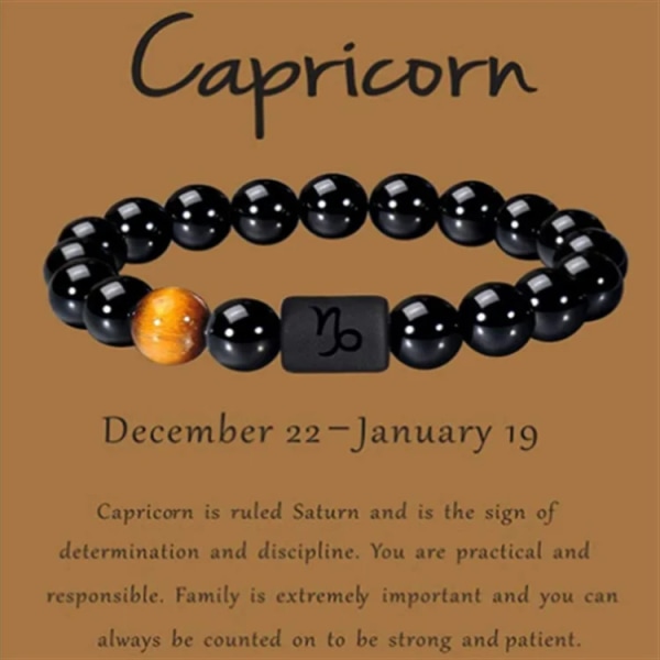 Tolv Constellation Beaded Armband Par Armband Natural Black Onyx Tiger Eye Stone Armband för Kvinnor Män Födelsedagspresent Sagittarius