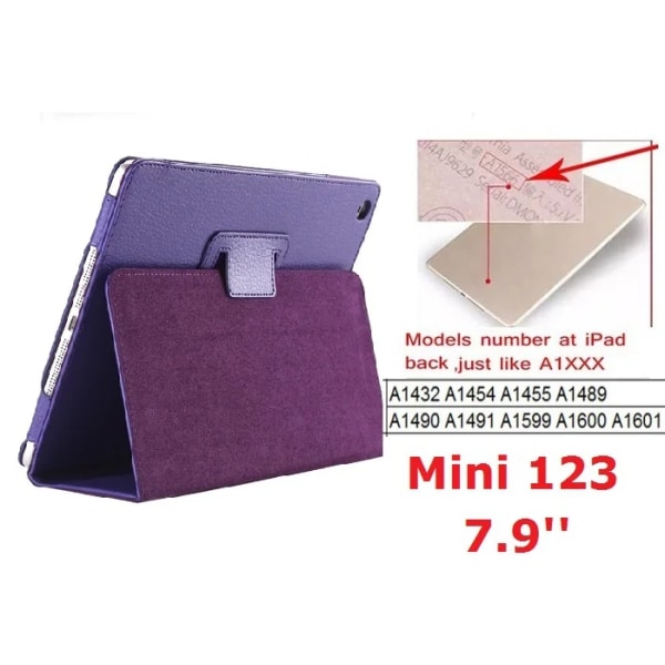7,9'' Folio Stand Coque för iPad mini 2 mini 3 case Magnetic Smart Flip PU Läder A1432 A1455 A1490 för iPad mini 123 cover Purple