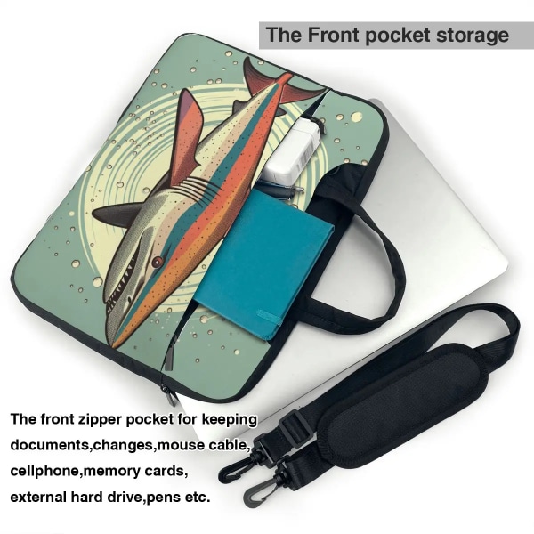 Shark Laptopväska Flerfärgad 70-tal för Macbook Air Pro Xiaomi Asus Case Söt Travelmate 13 14 15 15,6 Fodral As Picture 14inch