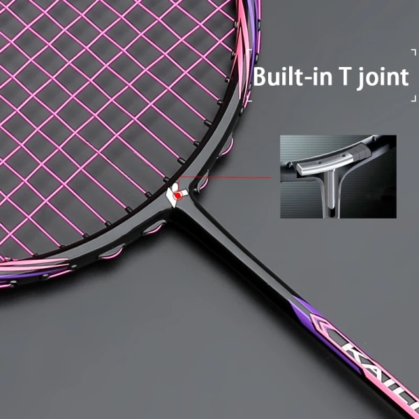 Toppkvalitet Super Light 8U 62-67G kolfibersträngad badmintonracket Offensiv typ Racket Gratis strängar Väskor Sportracket YELLOW