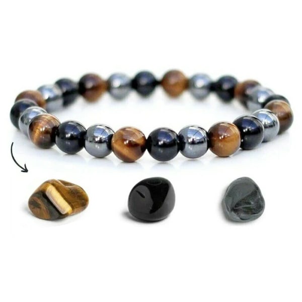 Naturlig Obsidian Stone Armband Magnet Tiger Eye Beads Handled Kedja Bantning Armband Hälsosam viktminskning Smycken Kvinnor Män 8mm stone