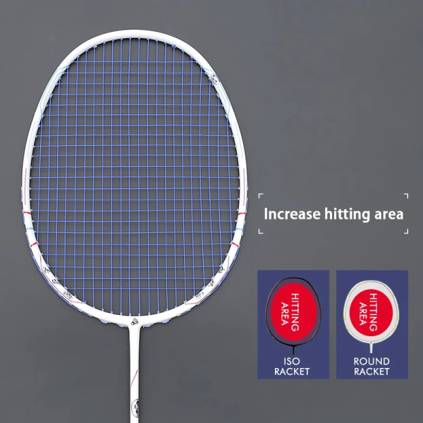 Professionell 100 % kolfiber badmintonracket sträng Panda Partern Ultralätt 6U 72g racketväskor Speed ​​Sports 22-30LBS Vuxen Blue