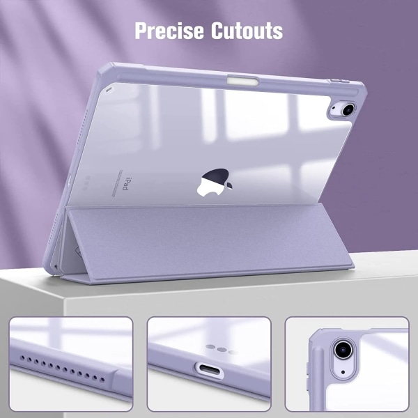 För iPad- case 2021 Pro 11 9:e generationens case 10.2 7:e 8:e 9:e Air 4 5 10,9 10:e PU Akryl Silicon Transparent Cover Funda iPad10.2 7th 8th 9th Lavender