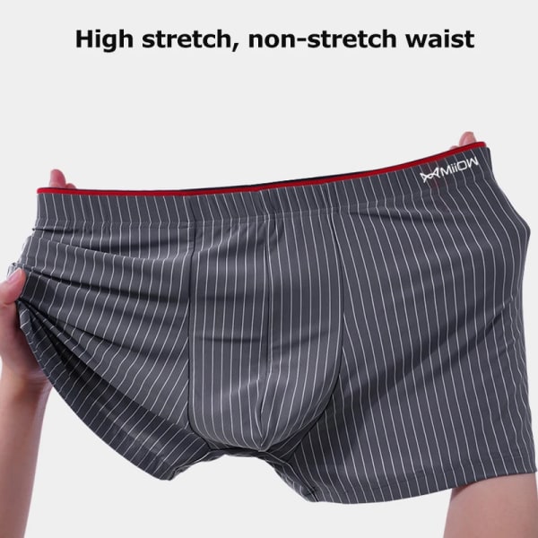 3st Ice Silk Seamless Herrunderkläder 5A Graphene Antibakteriell Boxer Randiga Släta Herr Trosor Herrkalsonger 3 XXL