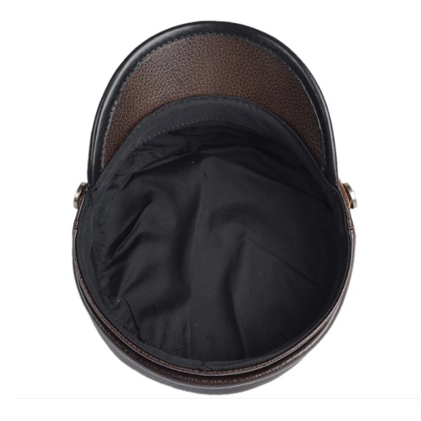 Unisex tysk cap man äkta läder platt topphatt Koreanskt mode örnmärke Kedja Punk lok Kasquette Man Brown L 55 56cm