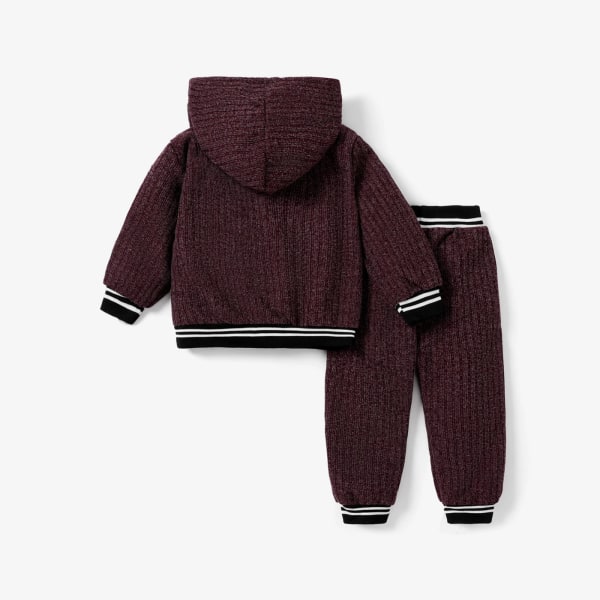 2- toddler flicka/pojke randig stickad luvtröja och elastiska set Burgundy 4-5Years