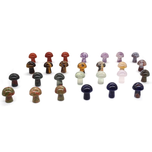 20 st/ set 20 MM mini svamp figurer Naturstenar snidade hantverk Dekor kvarts Healing Kristallstaty Partier Artiklar Grossista Bulk Picasso Jasper