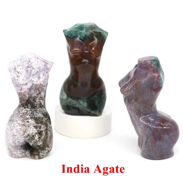 3 "naturstenar snidade kvinnor byst modell staty Healing Crystal Reiki ädelsten Sexig flicka Kroppshantverk statyett hemprydnad India Agate 1pcs