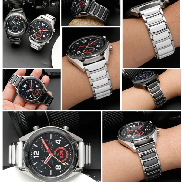 Lyxigt cermetband för Samsung Galaxy watch 6 5 4 40 mm 44 mm 45 mm watch För Watch 4 Classic 47 mm 43 mm 46 mm klockband Silver black Galaxy watch 4 40mm