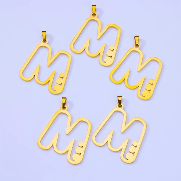 5 st ihåliga A-Z Inledande bokstäver hänge DIY halsband Armband Trendigt rostfritt stål brev hänge Smycken Tillbehör 30mmN22mm F