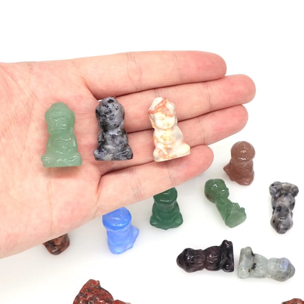 Buddhastaty Naturstenar Reiki Healing Kristaller, Andlig tro Figurine Be Rikedom Lucky Crafts Hem pärla dekoration 1,2" Mix Random Stones 10 pcs