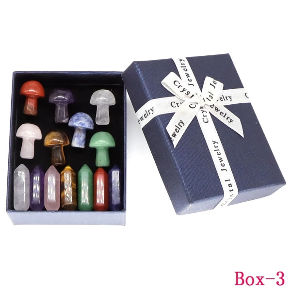 14 st/ set Sten presentförpackning Naturlig ädelsten Kristall Reiki Healing Quartz 7 Chakra Energi Mineral Hem Feng Shui Dekoration Hantverk Box-3 5 Set