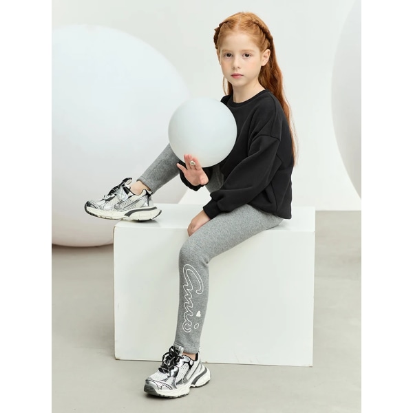 Barn 2023 Barnleggings för flickor Nytt vintermode Basics Printed Smal 3-14 år Barn Casual Byxor 22314003 Black 150cm