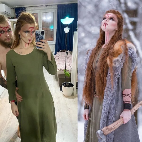 Medeltida klänning Klänning Maxi Robe Vintage Fairy Elf Elven Dress Renaissance Celtic Viking Gothic Kläder Fantasy Balklänning Red 4XL