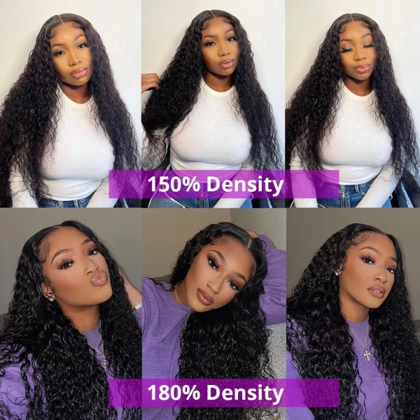 Brasiliansk Transparent 13x4 360 HD Frontal Peruk Vatten Lockig Spets Front Människohår Peruk Deep Wave Spets Frontal Peruk Förplockade 10inches 360 HD Frontal Wig